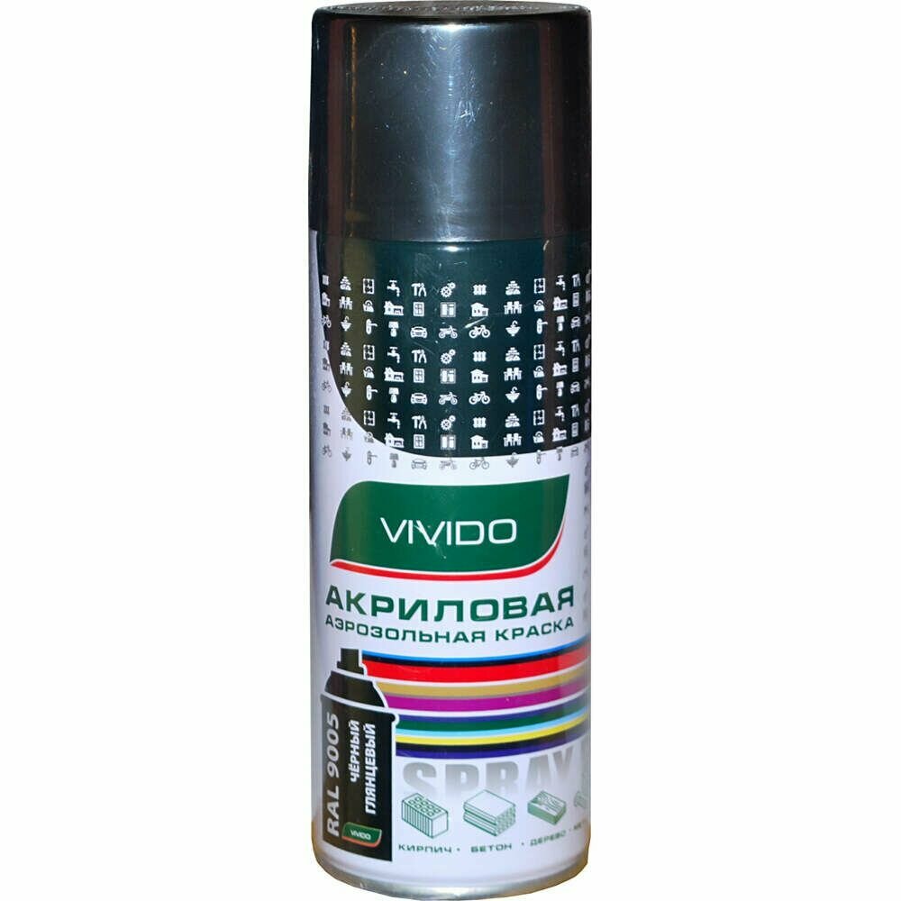 фото Краска-спрей VIVIDO черный матовый RAL 9005 VI9005m