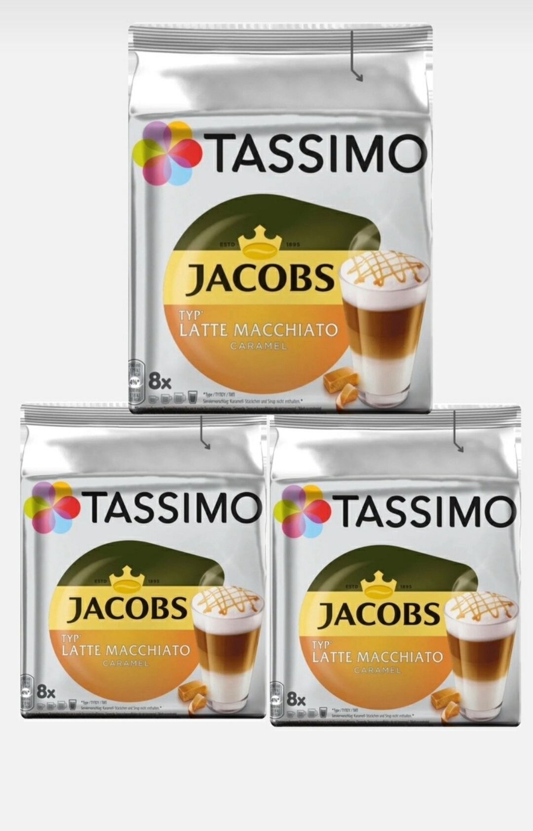 Кофе в капсулах Tassimo Latte Caramel 8 порций , 3 шт.