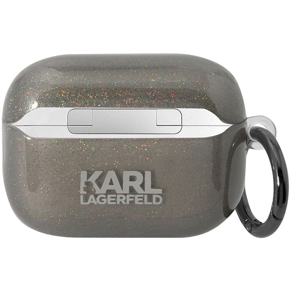 Чехол Lagerfeld TPU Glitters with ring NFT Karl & Choupette для Airpods Pro 2 (2022), черный