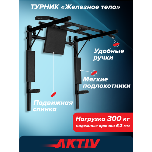 Турник-брусья Железное тело черный с черными ручками ВБ разборный Aktiv 7487₽