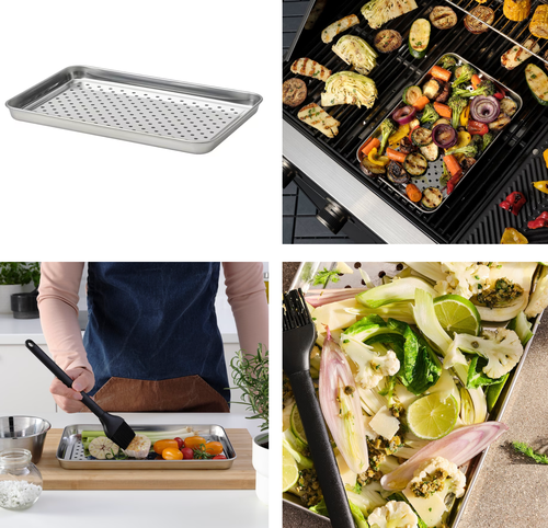 IKEA GRILLTIDER поднос-противень для барбекю/духовки, 30x20 см, нержавеющ сталь