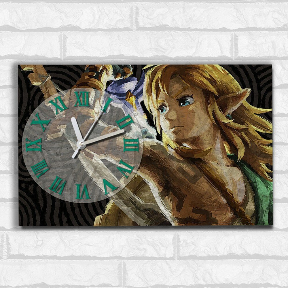 Настенные бесшумные часы ОСБ со смещенным циферблатом Игры The Legend of Zelda Tears of the Kingdom (Зельда, игра, The Legend of Zelda, Nintendo, Свитч, Линк ) - 846