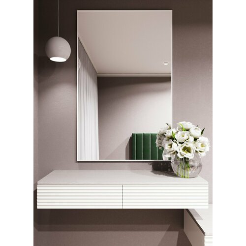 Зеркало настенное в алюминиевой раме Market-house , 130х90 см. Белое