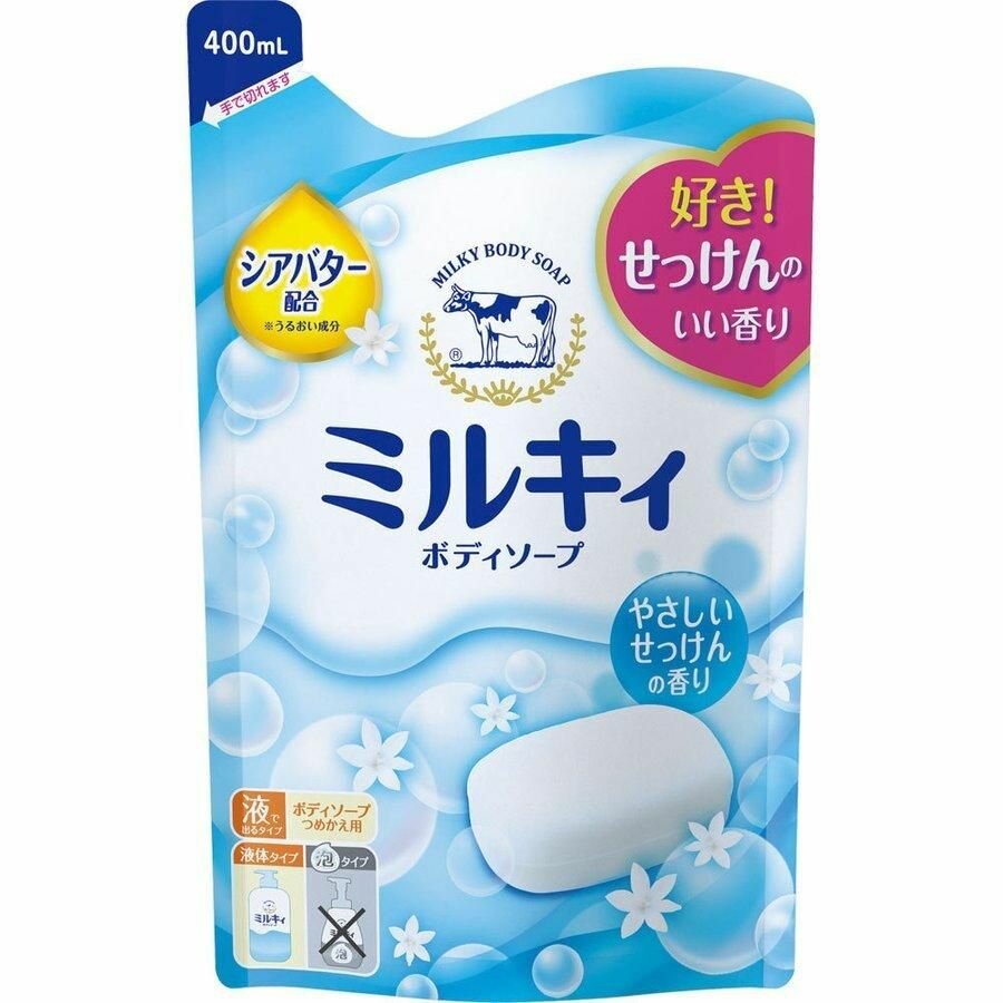 Cow Brand Молочное мыло для тела Milky Body Soap с ароматом цветочного мыла, мягкая упаковка 400 мл