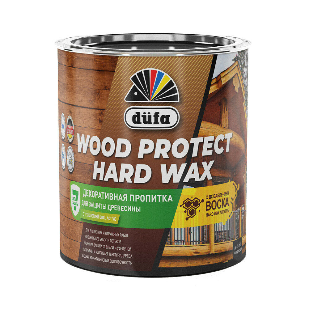 Антисептик Dufa Wood Protect Hard Wax декоративный для дерева белоснежный 075 л