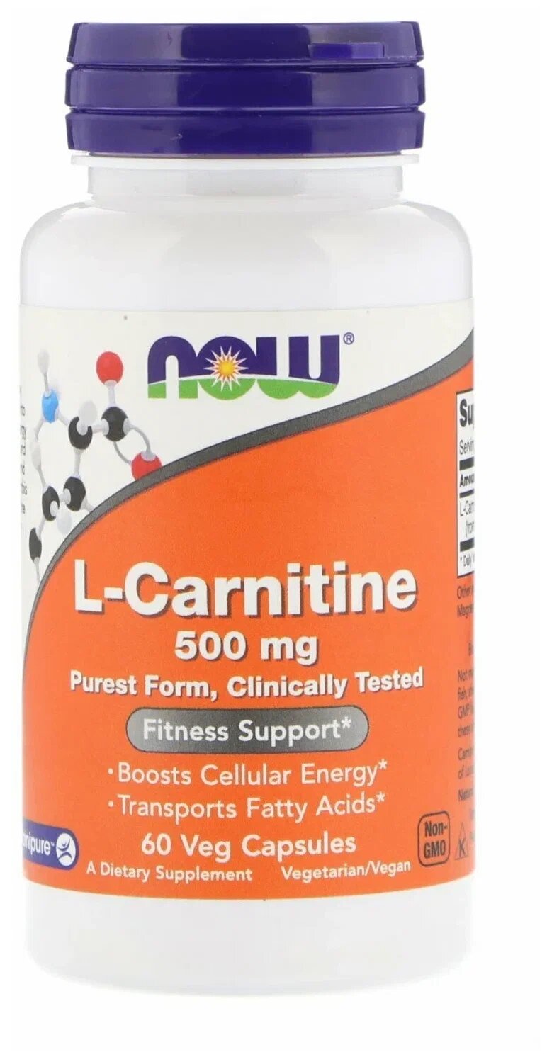 L-Carnitine NOW Foods, L-Карнитин 500 мг - 60 капсул