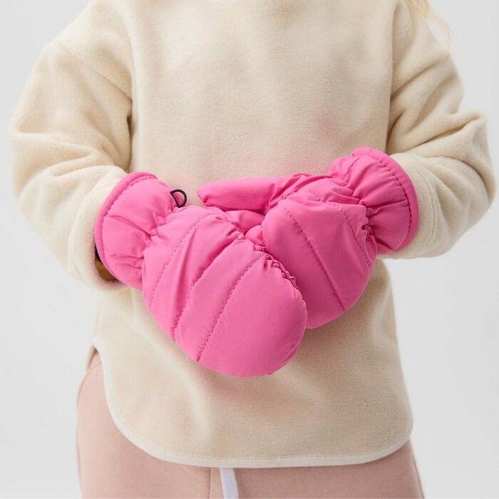 Варежки Minaku для девочек, размер 15, ярко-розовый