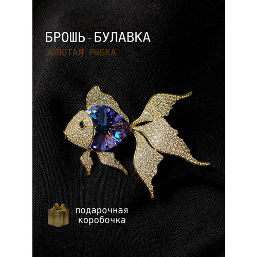 фото Брошь queen pin, кристалл, стразы, коралловый