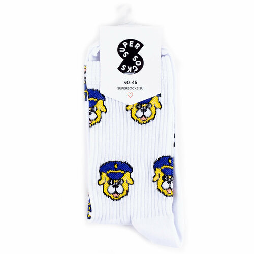 фото Носки super socks офицер песичкин, размер 35-40, белый