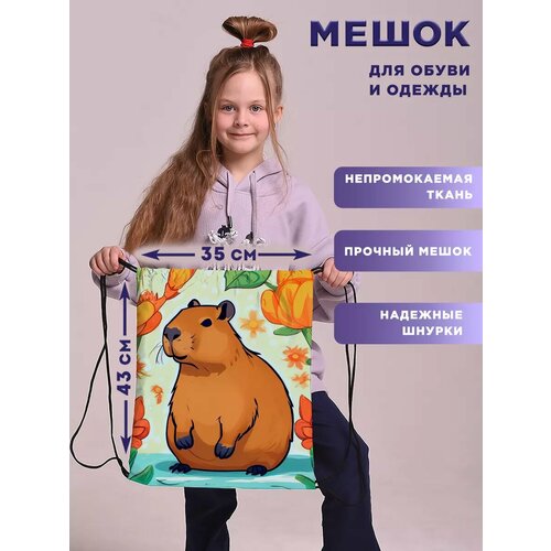 Мешок для обуви сменки большой в школу капибара kapibara