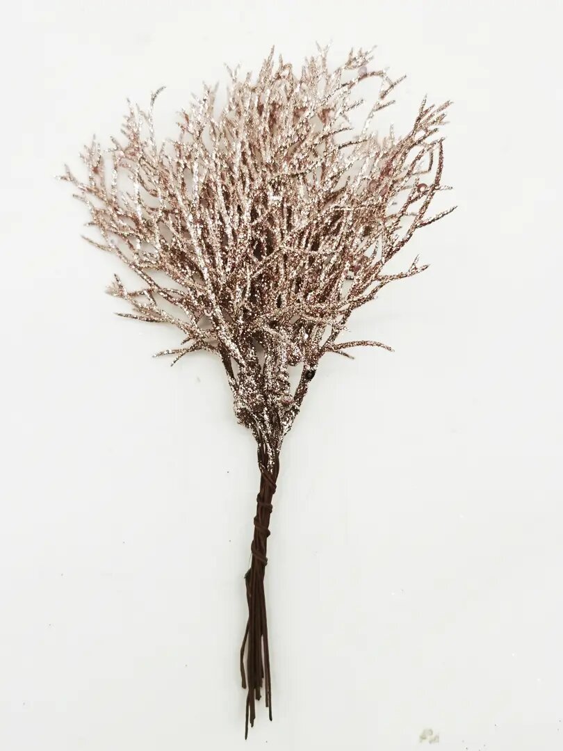 Новогоднее украшение Ветка Коралл 20x12 см розовый