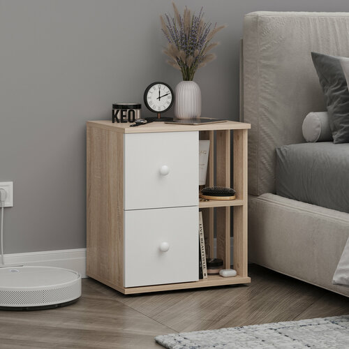 Тумба прикроватная Кео ТКР-238 белая и сонома 54х45х35 см 4529₽