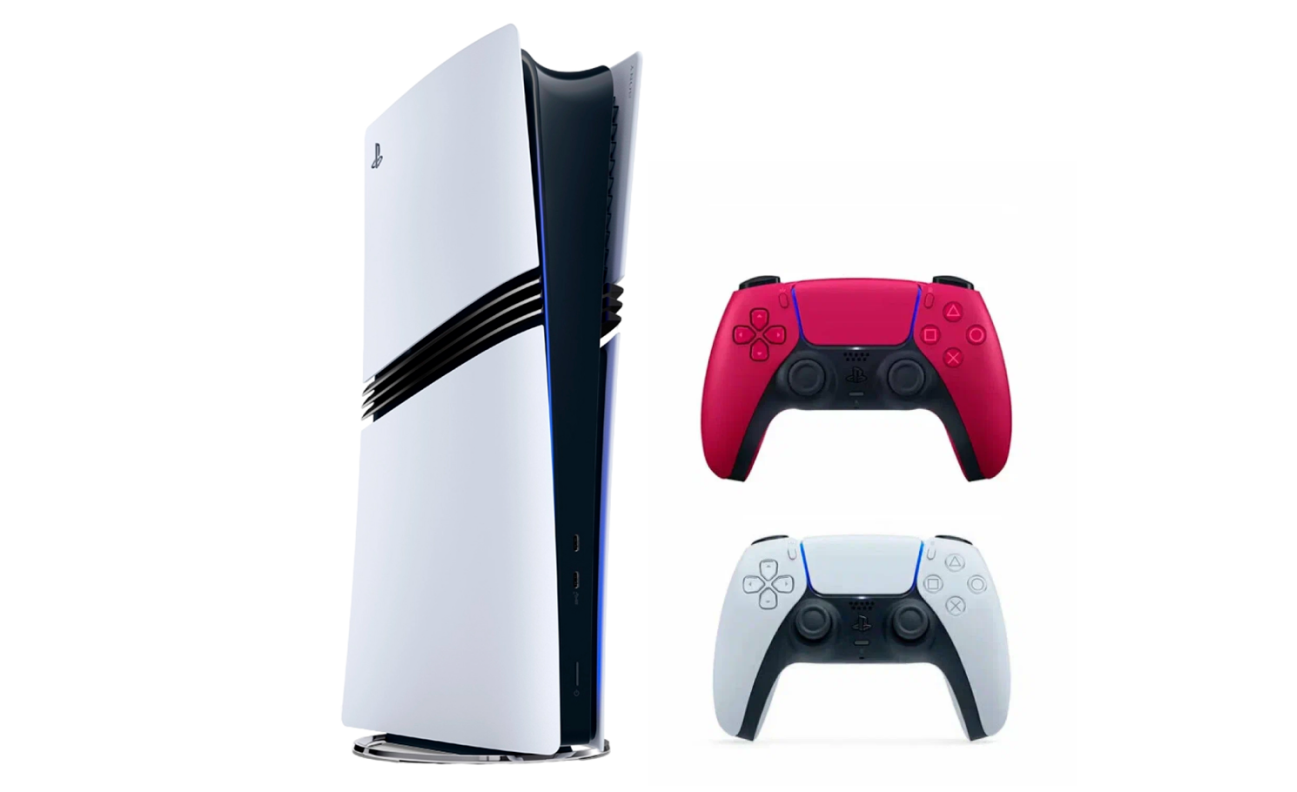 PlayStation 5 Pro Digital Edition, 2000 ГБ SSD, 6ез игр, белый + Дисковый привод Sony, для PlayStation 5, белый + 2й геймпад красный — фото 1