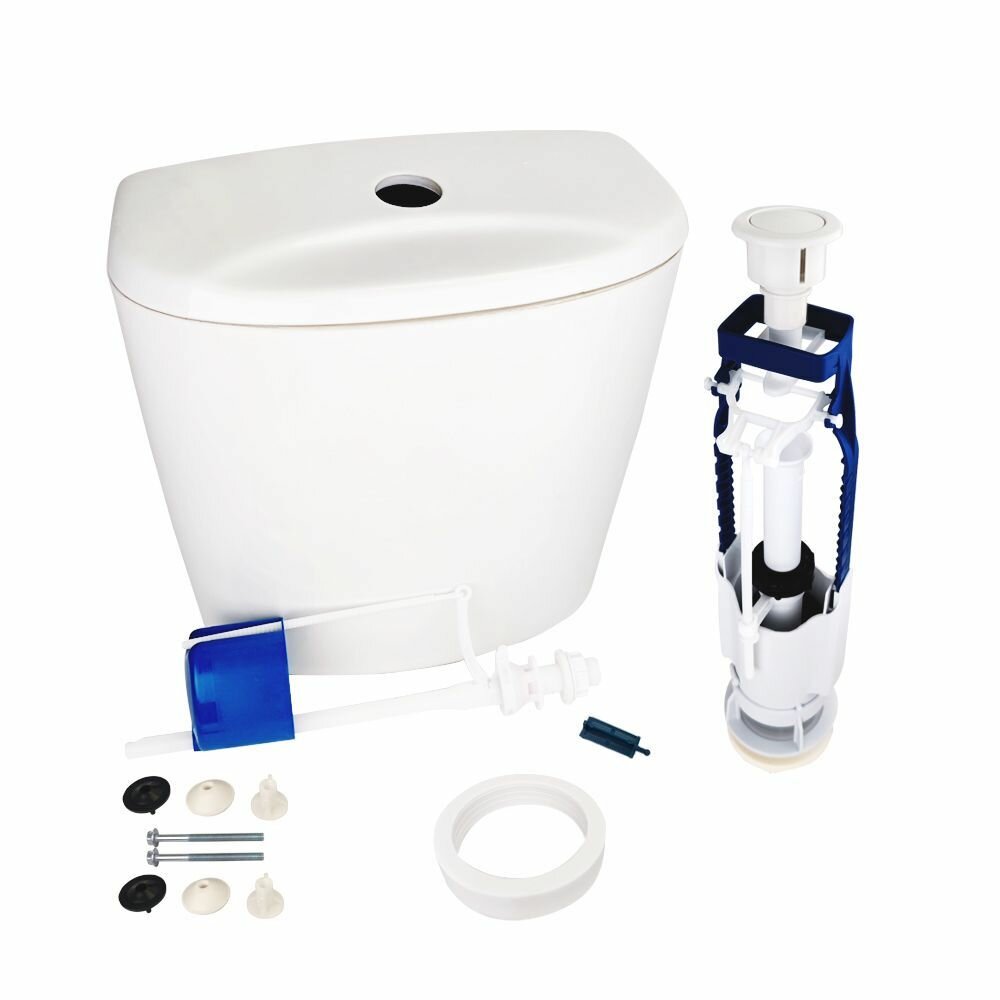 Бачок для унитаза Универсал кнопочный нижняя подводка Лобненский стройфарфор с арматурой Уклад (105.57.16.0 кнопка белая)