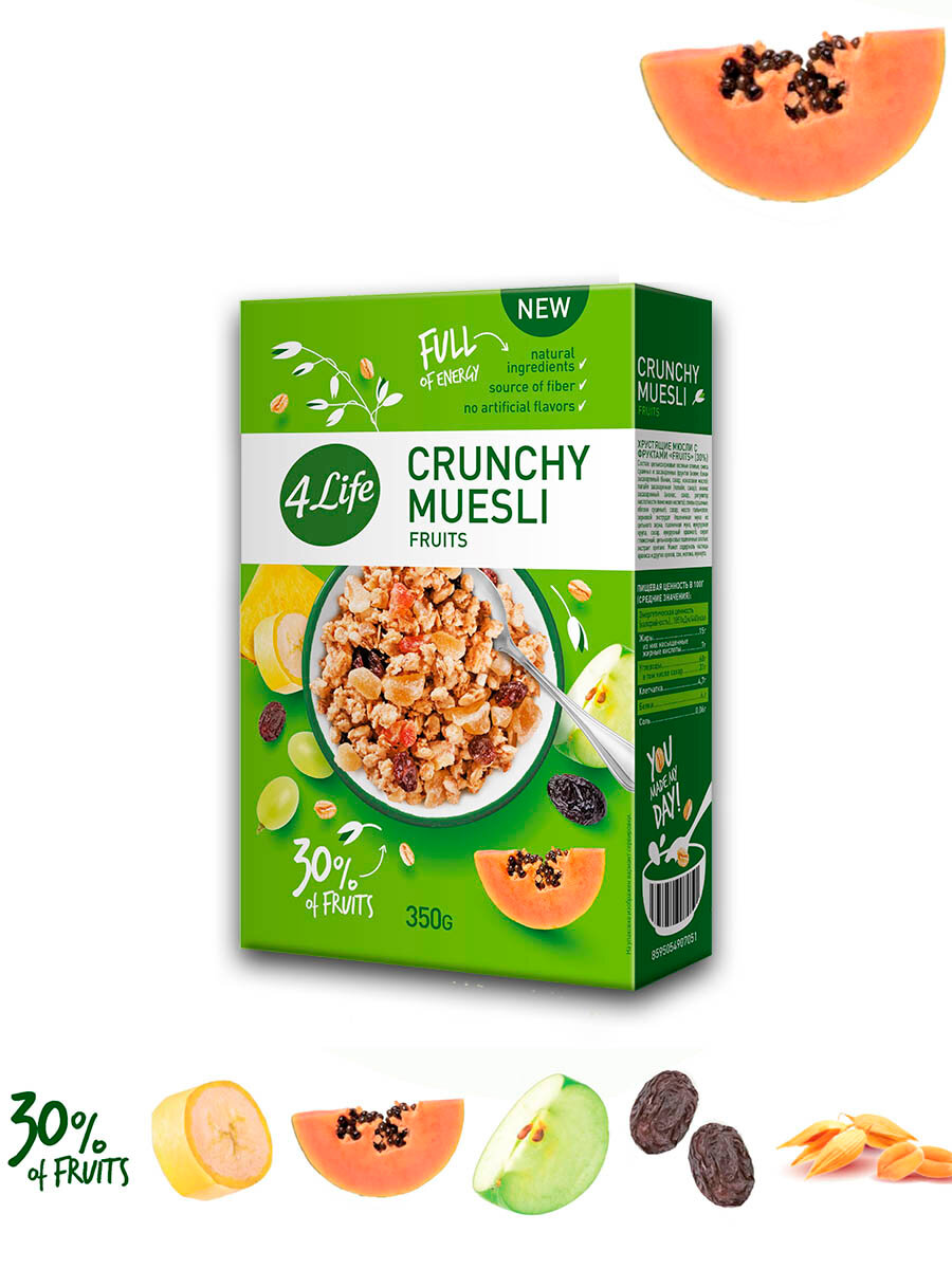 Мюсли 4LIFE хрустящие Fruits фруктовые 350гр