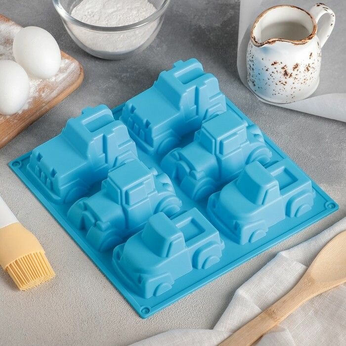 Форма для выпечки Доляна "Грузовик", 22х22 см, 6 ячеек, 9,8х4,9 см