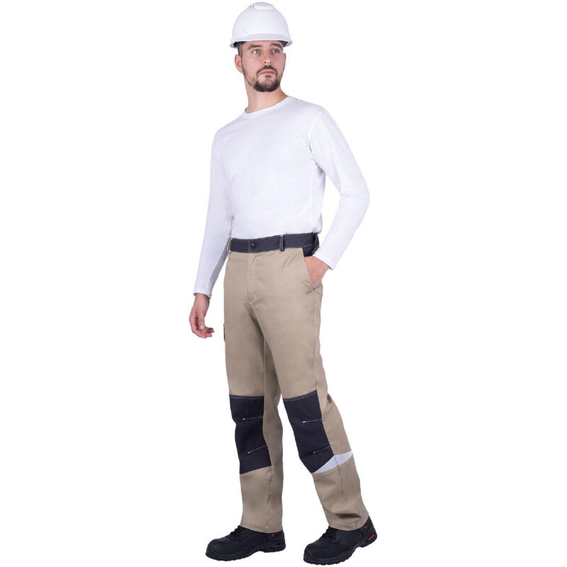 Брюки лет муж турбо SAFETY (Брю405) беж/т-сер (104-108 170-176)
