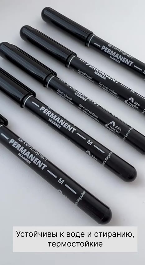 Маркер перманентный спиртовой Centropen, черный, пулевидный, 1мм, 5шт — фото 1