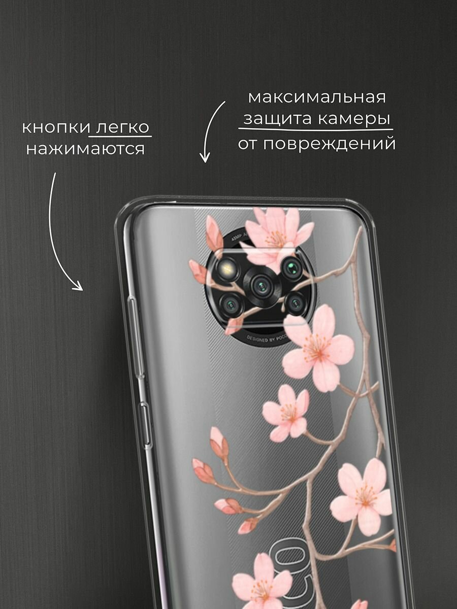 Чехол на Xiaomi Poco X3/X3 Pro / Поко X3/X3 Pro с принтом "Веточка распускающейся сакуры 2" — фото 1