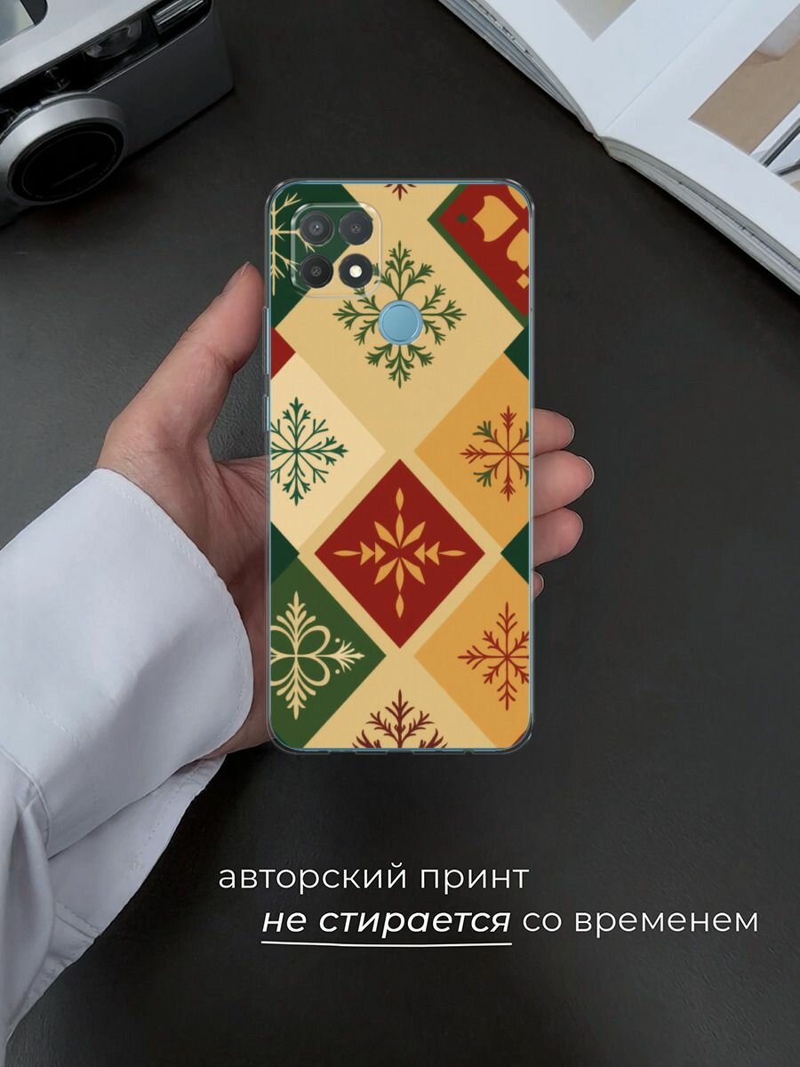 Чехол на Oppo A15/A15s / Оппо А15/A15s с принтом "Зимний орнамент" — фото 1