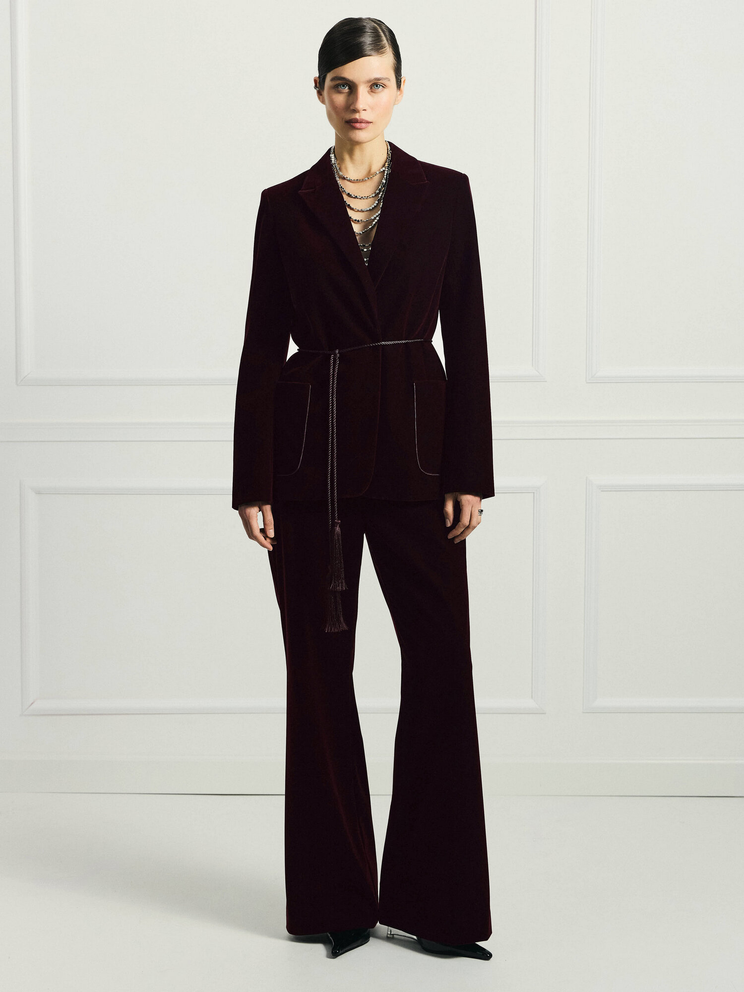 Брюки клеш ZARINA LIMITED BAROQUE NIGHT размер L (RU 48) бордовый