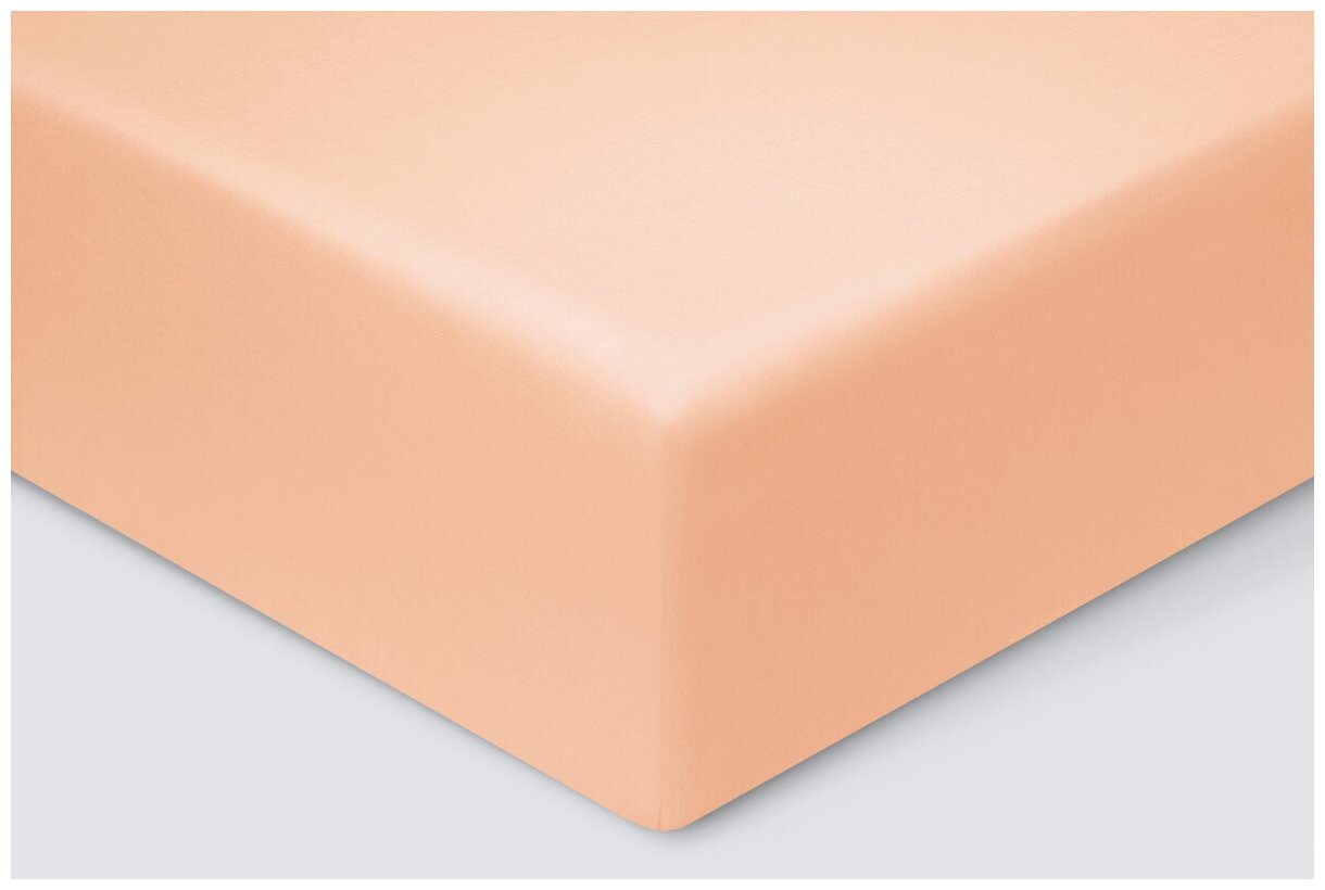 Простынь Ecotex "Моноспейс" 1,5-спальная (150х215 см), сатин - 100% хлопок, персиковый