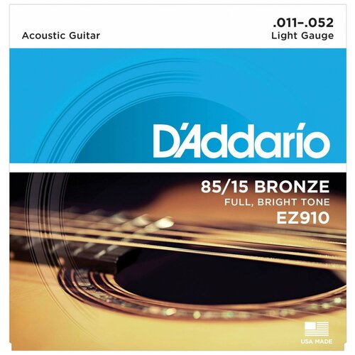 D'Addario EZ910 85/15 American Bronze Acoustic Light, 11-52 струны для акустической гитары