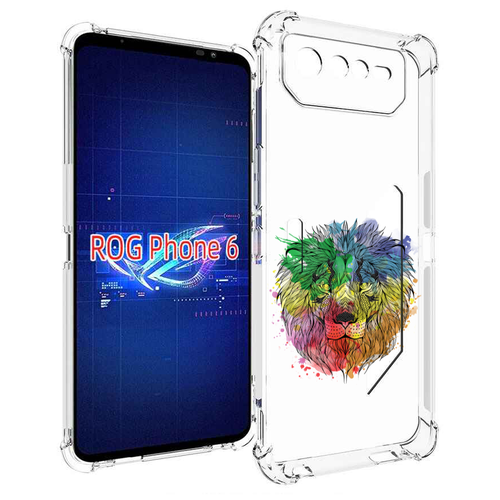 Чехол MyPads разноцветный гордый лев для Asus ROG Phone 6 задняя-панель-накладка-бампер