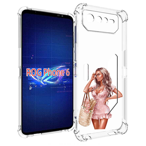 Чехол MyPads Девушка-в-мини-платье женский для Asus ROG Phone 6 задняя-панель-накладка-бампер