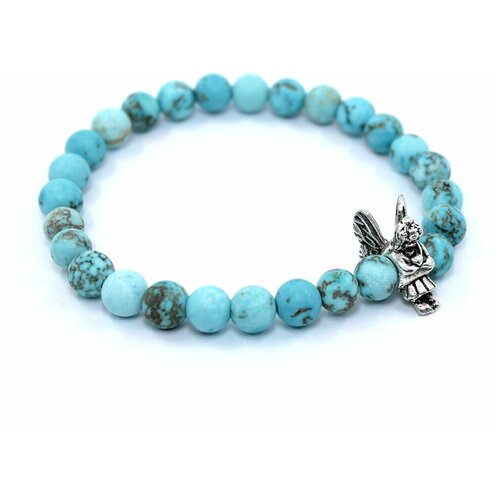 фото Handinsilver ( посеребриручку ) браслет из матовой бирюзы 6мм с ангелом