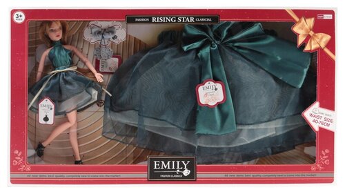 Набор оригинальной детской куклы Эмили и нарядной юбочкой с аксессуарами / Большая дизайнерская кукла в подарок для девочек от 3 лет / 28 см