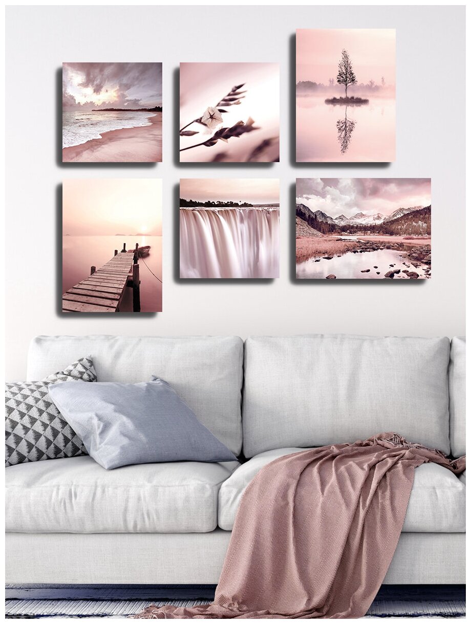 Картины на холсте с подрамником LOFTime розовое настроение 6 шт К-190-3040