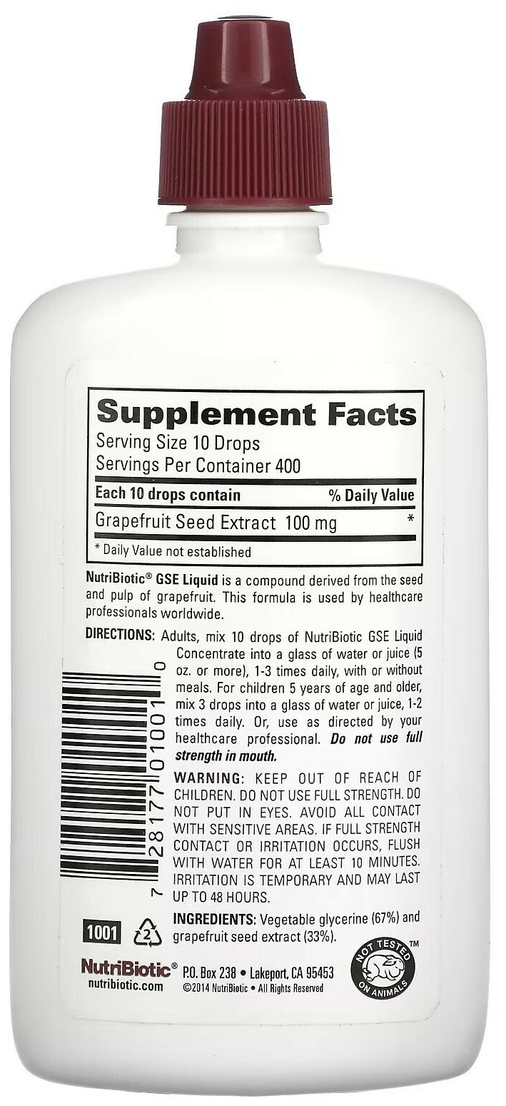 NutriBiotic GSE Grapefruit Seed Extract Жидкий концентрат экстракт семян грейпфрута, 118 мл — фото 1