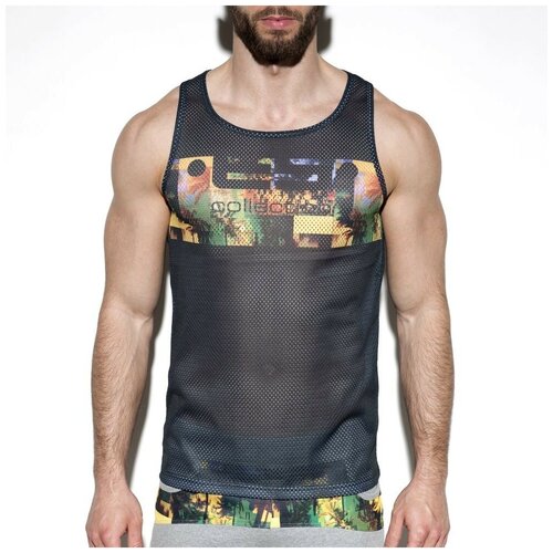 фото Майка-безрукавка "palm glitch tanktop - black" / es collection / черный / размер m