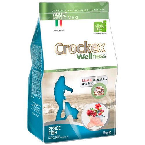 Корм для собак Crockex Wellness 3кг средних/крупных пород рыба/рис 65205