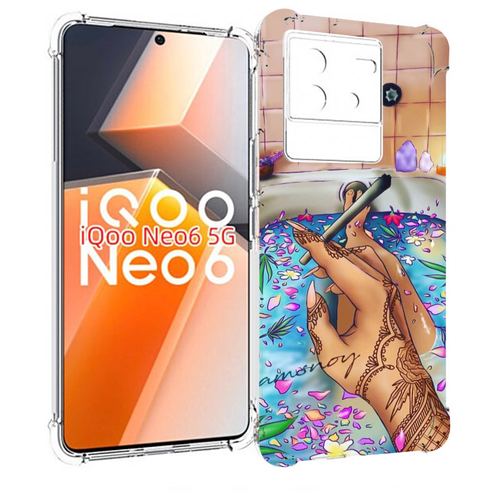 Чехол MyPads девушка в ванне женский для Vivo iQoo Neo 6 5G задняя-панель-накладка-бампер чехол mypads девушка в оранжевом фоне женский для vivo iqoo neo 6 5g задняя панель накладка бампер