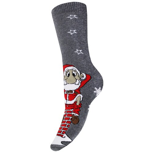 фото Женские носки mademoiselle высокие, махровые, на новый год, размер unica (35-40), серый