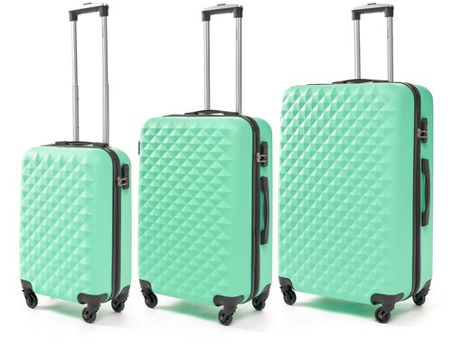 Комплект чемоданов Lacase, 3 шт., 100 л, зеленый