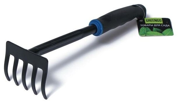 Грабли, длина 29 см, комбинированная пластиковая ручка, чёрно-голубые - фотография № 3