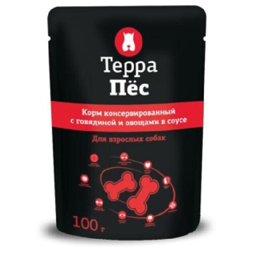 Влажный корм для собак ТерраПёc говядина, с овощами 1 уп. х 2 шт. х 100 г