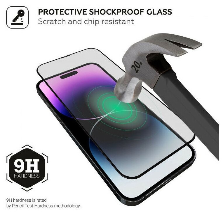 Защитное стекло HARDIZ Full Screen Cover: Premium Tempered Glass для iPhone 14 Pro Max с черной рамкой (HRD189900)