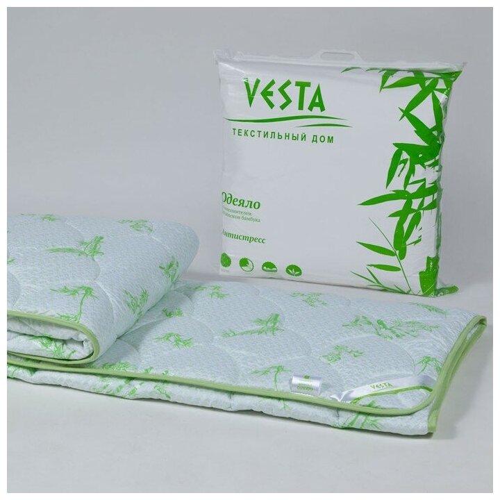 Одеяло облегченное VESTA текстиль 172*205 см, бамбуковое волокно, ткань глосс-сатин, полиэстер 100% - фотография № 2