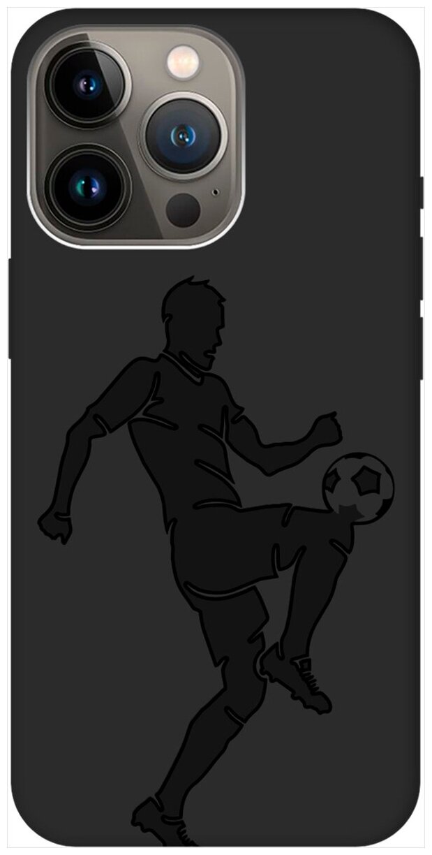 Силиконовый чехол на Apple iPhone 14 Pro Max / Эпл Айфон 14 Про Макс с рисунком "Football" Soft Touch черный