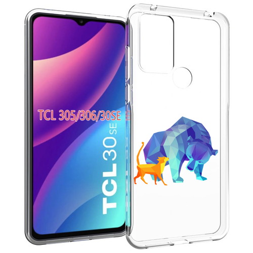 чехол mypads кофе и понедельник стал счастливым для tcl 30se tcl 305 tcl 306 tcl 30e задняя панель накладка бампер Чехол MyPads Кот-и-медведь для TCL 30SE / TCL 305 / TCL 306 / TCL 30E задняя-панель-накладка-бампер