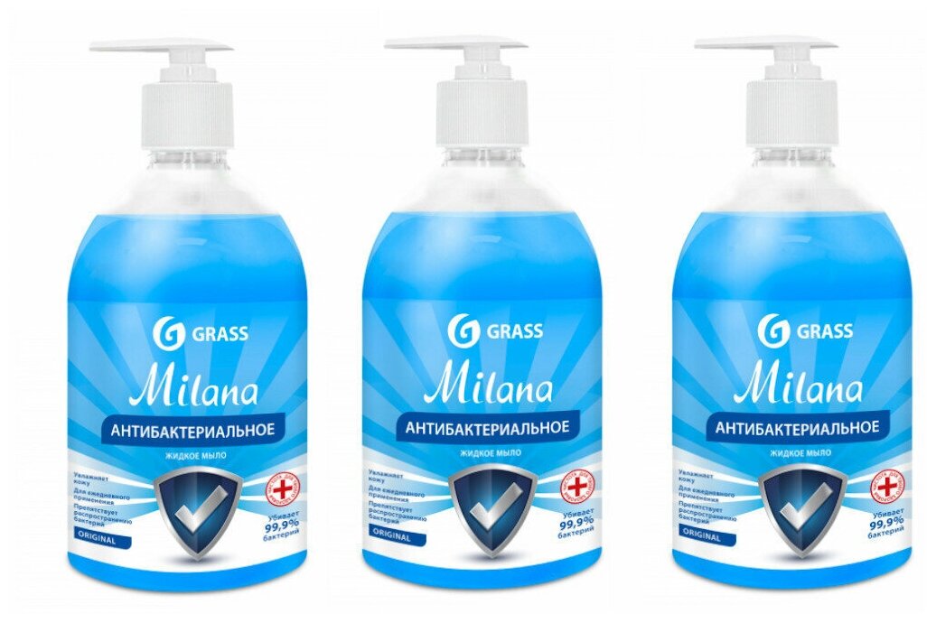 GraSS "Milana" Жидкое мыло антибактериальное, 500мл, 3 шт