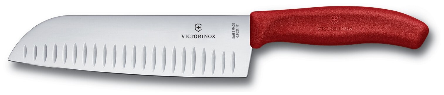 Нож Victorinox сантоку, лезвие 17 см прямое, красный