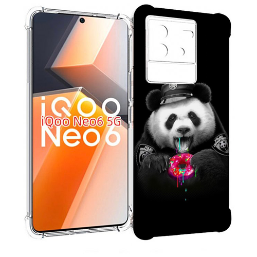 Чехол MyPads Панда-с-пончиком для Vivo iQoo Neo 6 5G задняя-панель-накладка-бампер чехол mypads панда портрет для vivo iqoo neo 6 5g задняя панель накладка бампер