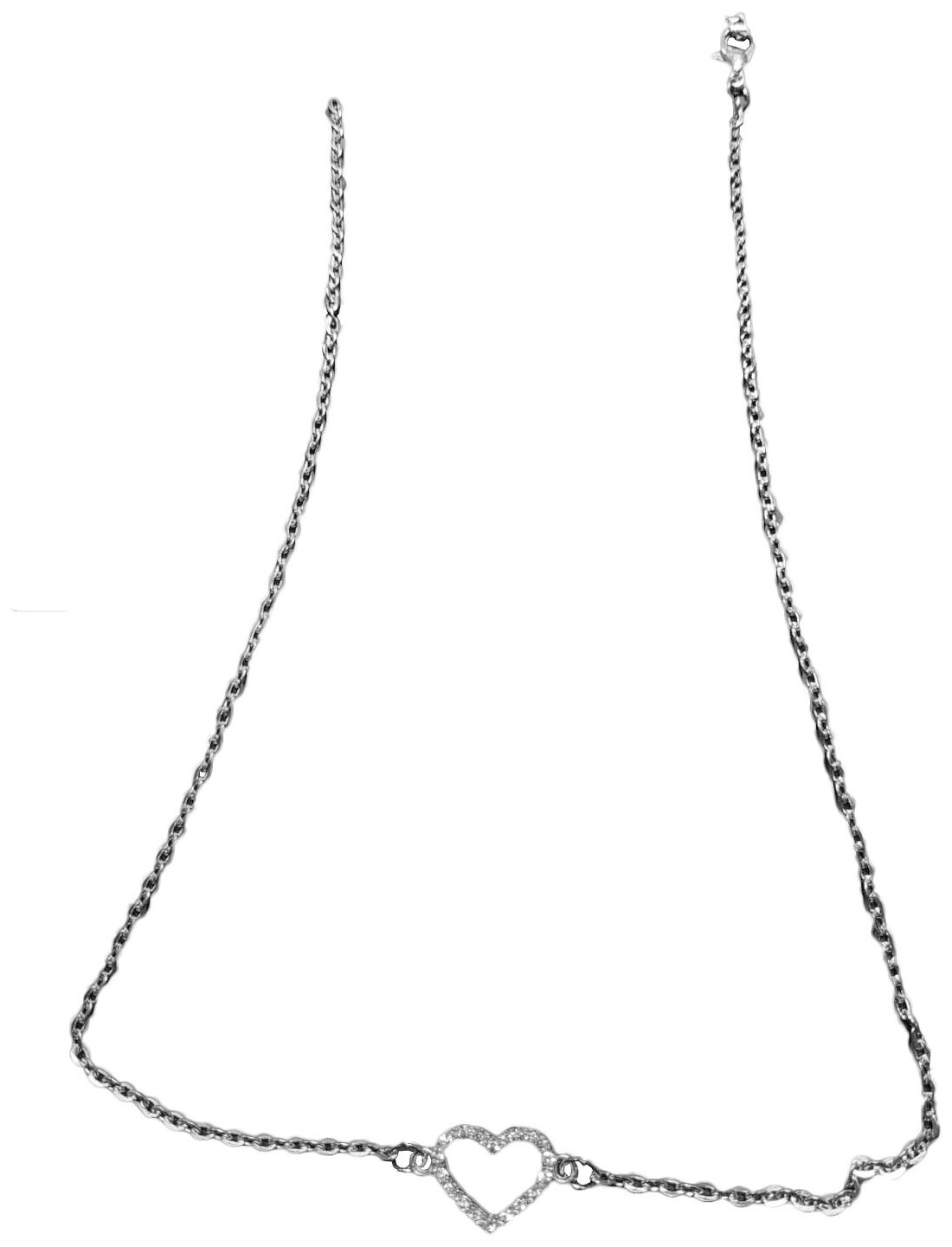 Колье женское бижутерия с кулоном в виде сердца сплав и хрусталь цвет: серебро