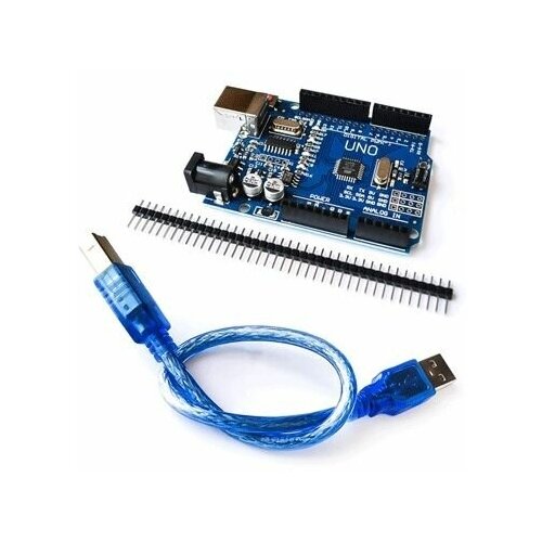 Плата (контроллер) UNO R3 ATMEGA328A-AU CH340G (Arduino-совместимая) + USB кабель