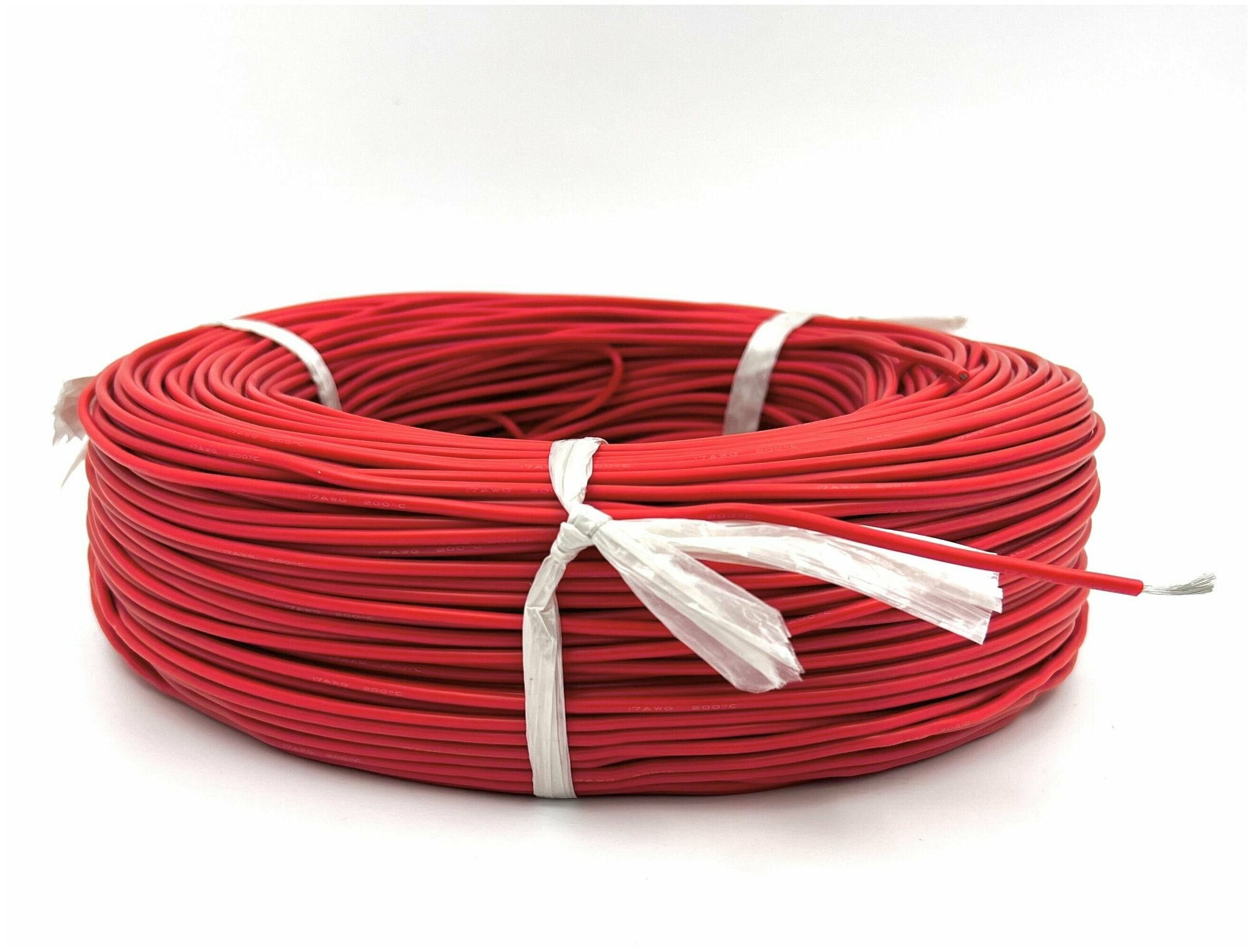 Медный провод 17AWG 2м 1,00 кв.мм (210*0,08мм) (красный, UL3135) в мягкой силиконовой изоляции - фотография № 4